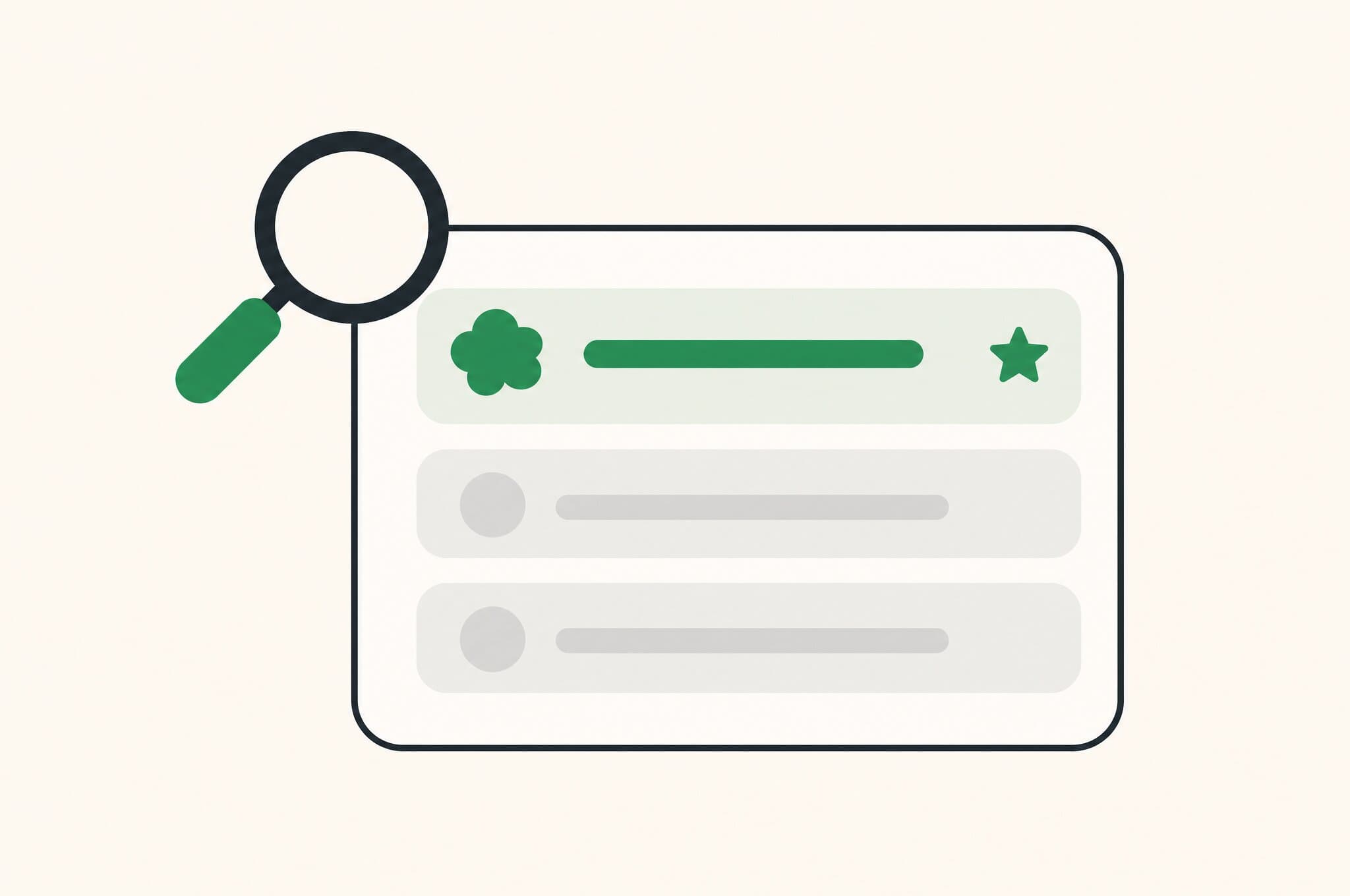 A flat illustration of a chat answer bubble with the Revnu clover as a citation, surrounded by source links.