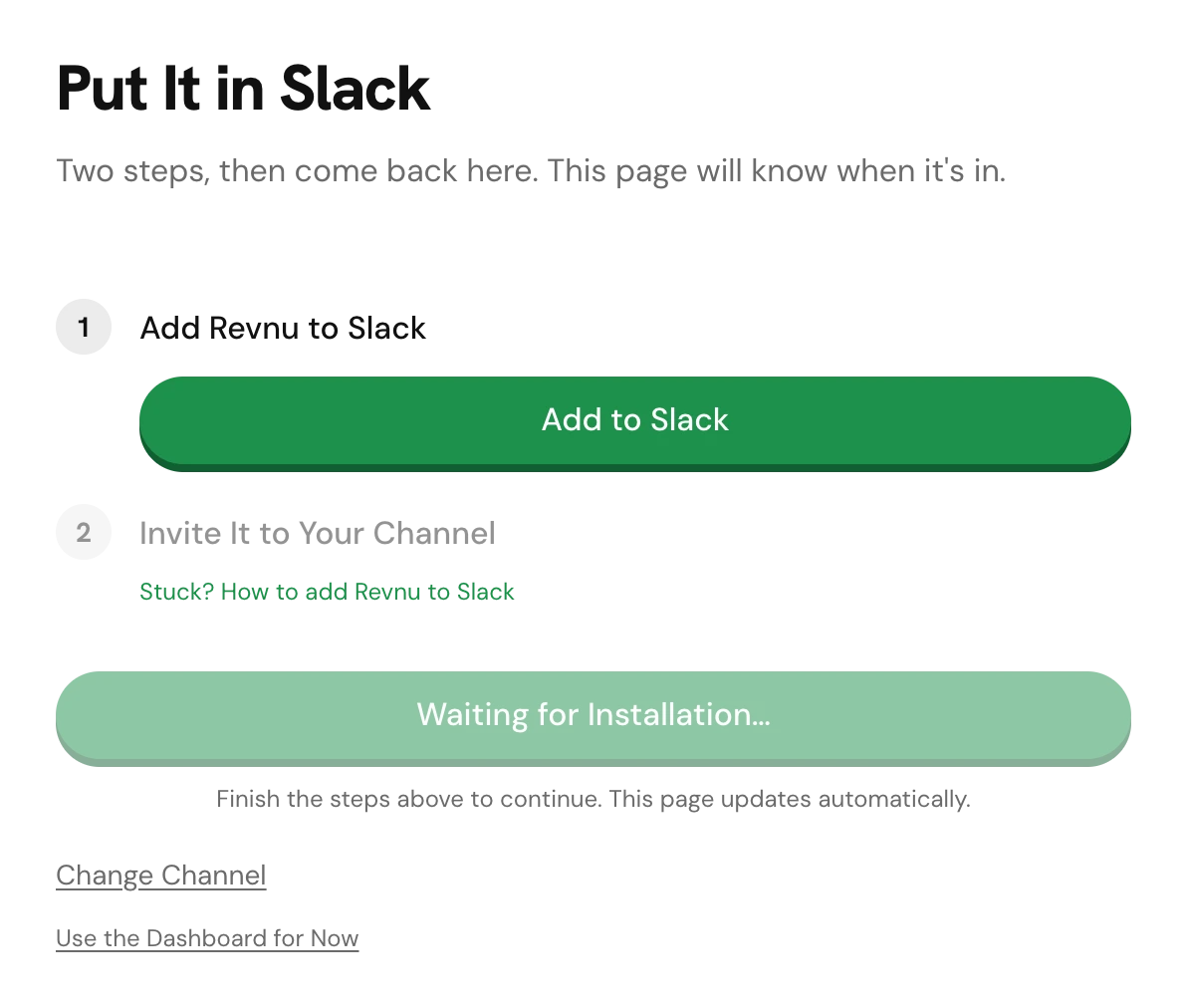 The Put It in Slack sign-up screen, with the Add to Slack button at the top